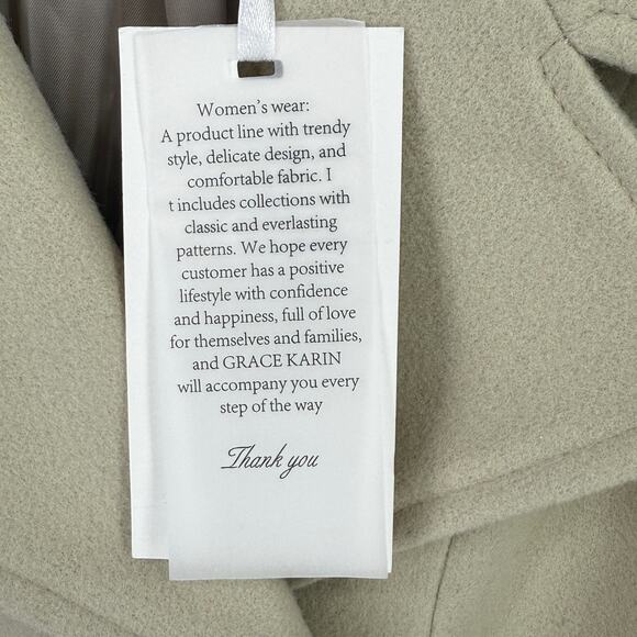 Grace Karin Notch Lapel Double Breasted Trench Coat Size Small Beige - Picture 7 of 8